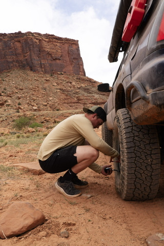 Moab Utah 4Runner trail view with overlanding gear