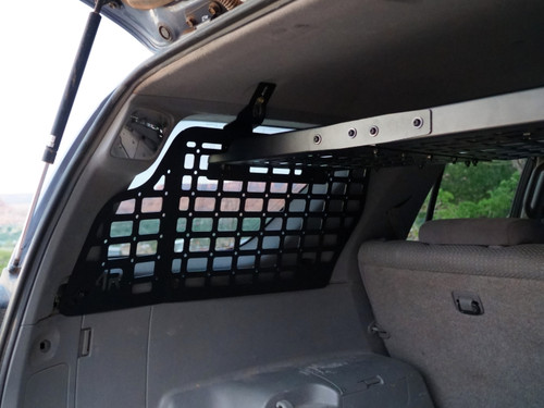 Rear MOLLE panel and overhead storage shelf inside a 2003-2009 Toyota 4Runner.