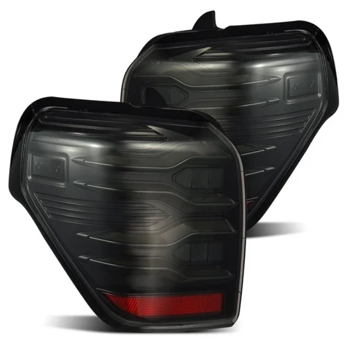 AlphaRex LUXX-Series LED Tail Lights for 5th Gen Toyota 4Runner (2010-2024) with Alpha-Black housing, featuring full LED functionality, sequential turn signals, and plug-and-play installation.