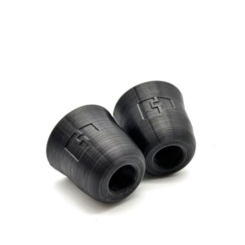 Close-up of Perry Parts AB2F bump stops installed