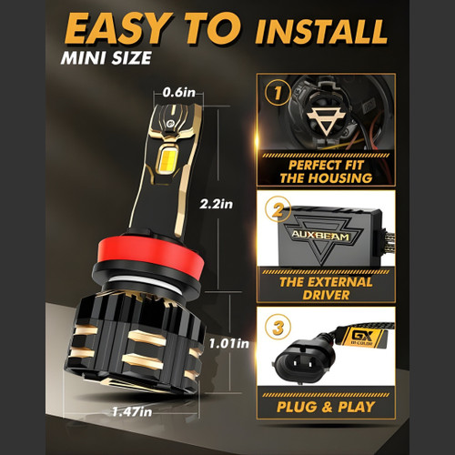 Plug-and-play Auxbeam H11 LED low beam bulb install with no wiring on a 4Runner rig