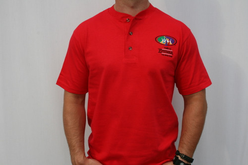 Walk To Emmaus Old Logo Short Sleeve Henley Red