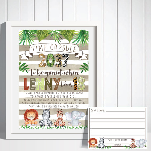 PERSONALISED BY US & EMAILED Jungle Safari Animals Birthday Time Capsule Design 20597
