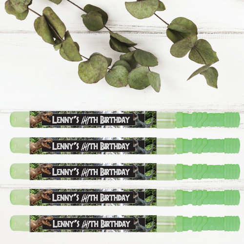 PERSONALISED BY US & EMAILED Jurassic World Birthday Bubble Wand Labels Design 20423