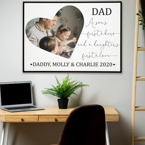 PERSONALISED BY US & EMAILED Dad + Son + Daughter Photo Print Design 20757