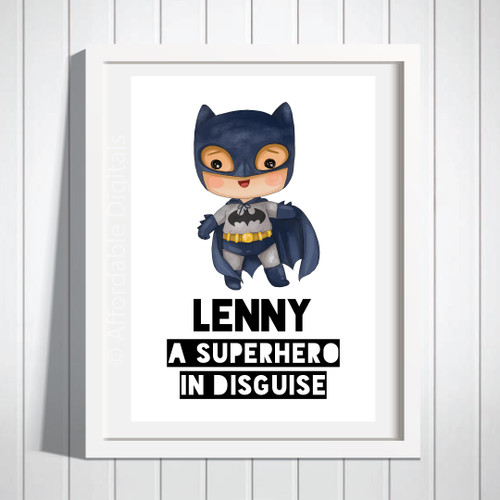 PERSONALISED BY US & EMAILED Superhero In Disguise Batman White Print Design 21005