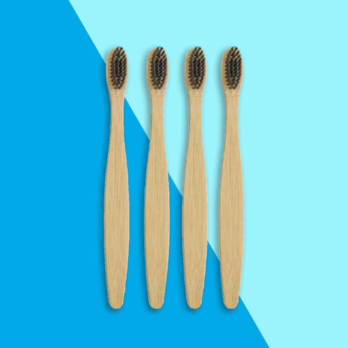 Natural Bamboo Charcoal Soft bristled toothbrush family set Eco-friendly small head toothbrush 4 pcs