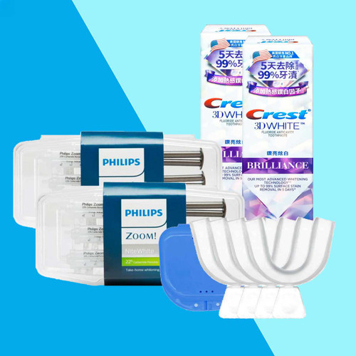 Philips Zoom Nite White 22% Mundschutz-Set und Brilliance Zahnpasta-Paket