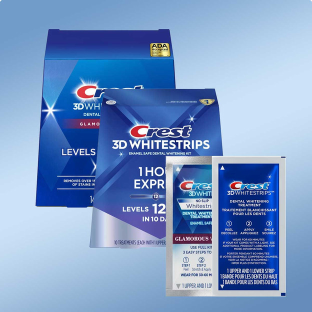 Crest Whitestrips Glamorous White & 1 Hr Express Bundle – Unboxed Dual Pack Crest Whitestrips Glamorous White & 1 Hr Express Bundle – Unboxed Dual Pack