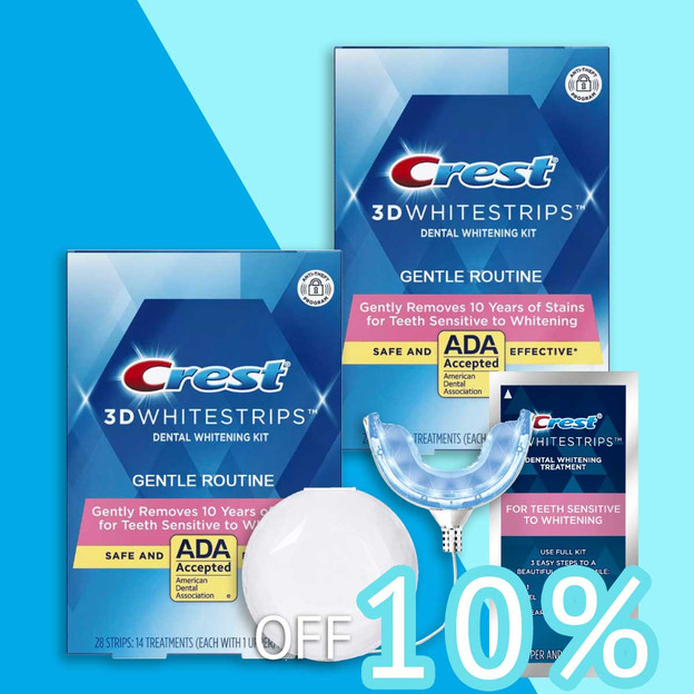 [TWIN PACK] Crest 3D White Whitestrips Gentle Routine Teeth Whitening Treatments With LED Light Bundle (Not In The Sealed Box)