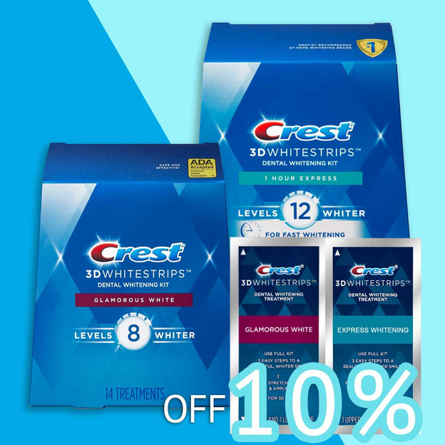 Paquete Crest 3D Whitestrips Glamorous White Y 1 Hour Express (No En La Caja Sellada)