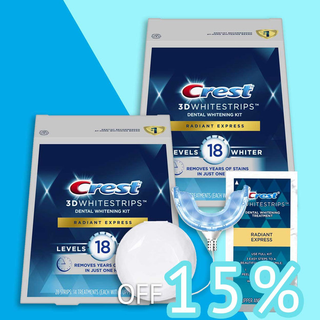 [Twin] Paquete Crest 3D Whitestrips Radiant Express + Led (No En Caja Sellada)