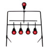 10.8 in. x 15 in. powder coated steel target shooting system.
Designed to be used with Rimfire .22 caliber and air guns.
4 lower shooting targets spin when hit while the top 5th target resets your system.
Target mesure 1.5 inches in diameter.
EZ-Aim support brace helps system stay upright through long shooting sessions.
Folds up for easy storage.