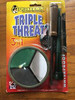 Compact
Aluminum, green plexi & slate
Acrylic & carbon strikers
Abrasive cleaning pad
The Triple Threat does triple your chances! This call features 3 calling surfaces in one: slate, aluminum and plexi. You can produce the high-frequency sounds of aluminum, the mellower sounds of slate and the super soft clucks, purrs and tree sounds of plexi. The most complete turkey call available today. Includes cleaning pad.

In stock