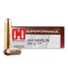 DETAILS
Hornady Superformance .444 Marlin 265gr InterLock FP 20rds 82453
FEATURES
High Performance Hornady Bullets
Loaded with the 265 gr. FP bullet a proven performer!

Optimized Superformance propellant delivers up to 300 fps more than conventional loads and surpasses the Hornady 444 Marlin Light Mag by 75 fps.

Much of the brass is made by Hornady. The rest is carefully selected for reliable feeding, corrosion resistance, hardness and the ability to withstand maximum chamber pressure.

Like the powder, each primer is carefully matched to individual loads, and specially selected for their ability to quickly, completely and reliably ignite the powder charge.

The Hornady 444 Marlin Superformance® is loaded with a Hornady FP bullet. More information on Superformance Ammunition can be found here.