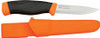 Companion is one of our most popular knives, because, as the name suggests, it is such a reliable companion. It works well both as an introductory knife for the younger generation as well as for more experienced outdoor enthusiasts.

Companion is used in a huge variety of situations by a range of users: bush crafters, hunters and outdoor enthusiasts have all discovered the charm of this knife. The blade is made of Swedish stainless steel, which makes it easy to maintain and keeps the blade sharper for longer. It has a soft friction grip handle made of TPE rubber, which makes the grip safer and more steady to work with. The polymer knife sheath has a practical belt clip for attaching the knife to a rucksack or a belt – always close at hand.

This knife is not fire steel compatible. This means that we have prioritized a sharp and durable edge together with a firm grip, which means that the appearance of the blade back is not given as much space. If you use this knife in contexts other than those intended, remember that it has this unpolished blade back – so it cannot be used with a fire starter.

Specifications:

Blade Length: 104 mm
Blade Shape: Straight
Blade Thickness: 2.5 mm
Colour: Hi-Vis Orange
Edge Protection: Polymer Sheath
Not Fire Steel Compatible
Flex Grade: Stiff
Handedness: Left Handed, Right Handed
Handle Material: TPE-rubber
Knife Length: 219 mm
Knife Series: Companion
Knife Series: Companion
Knife Type: All-round
Net Weight: 117 g
Sheath Orientation: Right
Steel Type: Stainless Steel
Made in Sweden
Total Length: 233 mm