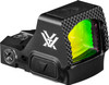 Vortex Defender-ST 6 MOA Micro Red Dot
VT-DFST-MRD6
 
Handguns. Shotguns. Offset on a carbine. Whether running drills at the range or holding the line during rigorous duty use, the all-purpose Defender-ST™ delivers the toughness, accuracy, and adaptability your challenging world demands.

Magnification	1x
Reticle	6 MOA Defender Dot
Adjustment Graduation	1 MOA
Parallax Setting	Parallax Free
Max Windage Adjustment	145 MOA
Max Elevation Adjustment	115 MOA
Dot Color	Red
Dot Size	6 MOA
Eye Relief	Unlimited
Length	1.83"
Weight	1.48 oz.
 


FEATURES

 

 

 

Large Hard Coated Aspherical Lens	Large Distortion Free Sight Picture.
Motion Activation With 10 minute Auto-Shutoff	Automatically activates with motion while 10 minute auto-shutoff saves battery life.
ShockShield™	Polymer insert absorbs shock to the 7075 aluminum body protecting it for everyday abuse.
Fast-Rack™ Texturing	Aggressive texturing on face of optic for racking slide off any surface.
Top Mount Battery	Easy battery change without having to rezero your optic.
10 Daylight Bright Brightness Settings	Daylight bright, illuminated center dot aids in faster centerpoint acquisition in bright daylight conditions.
Parallax Free	All red dot and holographic sights will exhibit some small amount of parallax. Matching current industry practice, this small amount would be considered "parallax free" and will make a negligible difference in performance.
Unlimited Eye Relief	Non-critical eye relief for rapid target acquisition.
Night-Vision Compatibility	The lowest 2 settings are nightvision compatible.
Waterproof	O-ring seals prevent moisture, dust and debris from penetrating for reliable performance in all environments.
Fogproof	Designed to withstand a wide range of temperatures.
Shockproof	Rugged construction withstands recoil and impact.
Low-Glare Matte Black Anodized	Corrosion and wear resistant anodization provides low-glare matte surface and helps camouflage the shooter's position.
Single-Piece Chassis	Compact and lightweight.
 

 

INCLUDED IN THE BOX
 

Glock MOS Adapter Plate
Picatinny Mount
Rubber Cover
Lens Cloth
CR2032 Battery
Custom Tool
Most Common Mounting Screw Sets
 