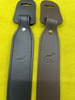 Custom Handmade Adjustable Black Leather Rifle Sling w/No Swivels - Wolf Stamp