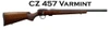 CZ 457 Varmint

The standard heavy-barreled version of the 457, the Varmint has a .866” cylindrical barrel. Not only does the heavy barrel make for good harmonics, it also allows the Varmint to perform well with a wide variety of rimfire loads, translating into an accurate platform for shooting targets or getting game. The Turkish walnut stock has an American-style comb for use with a scope and a wide, flat forend that rides a sandbag well. Laser-cut stippling gives grip fore and aft.

If we were to pick one thing that our previous rimfire platforms were lacking, it was an American-style push-to-fire safety — something Hunter’s Education instructors and 4-H shooting coaches have begged us to incorporate for years. Though that was the most obvious change, we also took the opportunity to tweak a load of small things at the same time. In addition to the receiver-mounted, push-to-fire safety, we chopped almost an inch of length from the action and slab-sided it to reduce its footprint and weight.

The stamped bottom metal of the 455 is gone, swapped for a classy two-piece interlocking system. To make scope fitment easier, we ditched the 90° bolt rotation in favor of 60°, allowing for larger ocular bell diameters with lower ring heights. To top it all off, the 457 now features a trigger adjustable for weight, creep and over-travel.

With the exact same swappable barrel system as the 455 and the same reliable polymer magazine system, the 457 is without a doubt the best rimfire platform we’ve ever fielded.

Specifications:

Firearm Type: Rifle
Purpose: Hunting/ Sport
Chambering: .22WMR
Rate of Twist: 1:16"
Magazine Capacity: 5
Magazine Type: Detachable
Stock: Walnut
Sights: Integral 11mm Dovetail
Barrel: 20″ Cold Hammer Forged, Threaded
Trigger: Fully Adjustable
Safety: Two-Position
Length: 38.25″
Weight: 7.23 lbs
Part #: 5084-8891-JAAMAAX