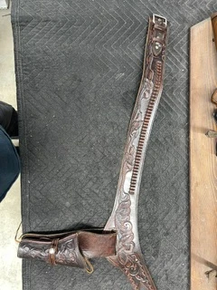 Used Western Dark Brown/Red Leather Ammo Belt/Holster for 22 cal Revolver