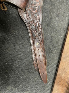 Used Western Dark Brown/Red Leather Ammo Belt/Holster for 22 cal Revolver