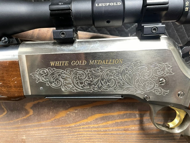 Used Browning BLR LT WT White Gold Medallion 308 20" Stainless Engraved w/2 Mags & Leupold Rifleman 4-12x40 Scope