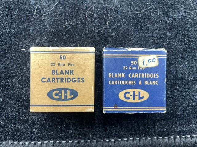 Used Vintage CIL 22 Blanks - White Box -- 22rds, Blue Box -- 34rds