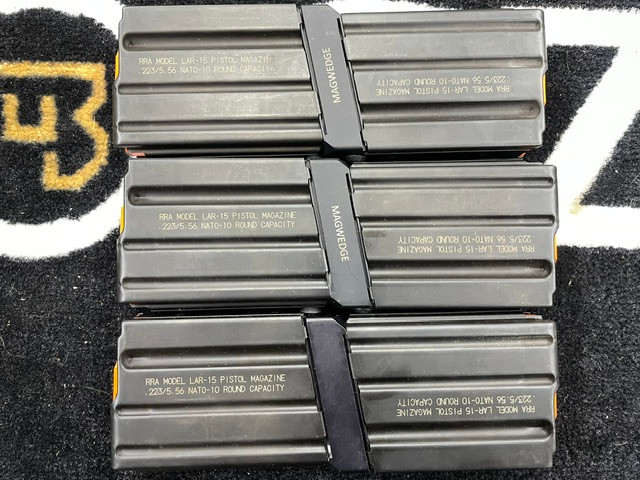 Used C-Products LAR 223/5.56 10rnd Steel Magazine w/Magwedge Mag Couplers -- 6 Mags