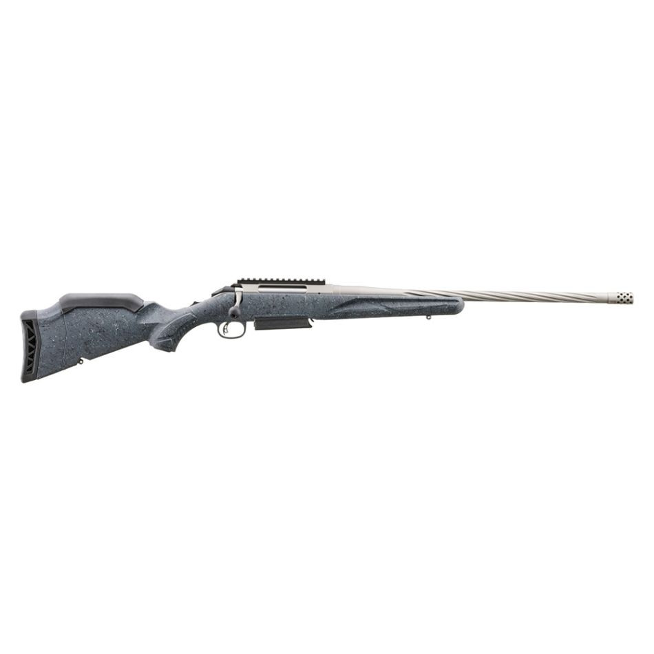 More Information
Firearm Model / Series	American Rifle Gen II
Left / Right Handed	Ambidextrous
Caliber / Gauge	300 Win Mag
Stock Material	Synthetic
Barrel Length (inch)	20
Manufacturer Number	46915

Brand	Ruger
Splatter finished stock provides excellent grip without being too sharp or abrasive.
Soft rubber recoil pad features a large radius on the heel for easy shouldering and improved geometry that progressively collapses to reduce felt recoil.
Removing the installed spacer allows for length of pull to be adjusted from 13.75" to 12".
Installed low comb improves sight alignment when using magnified optics but can be removed when utilizing low-mounted sights. More comb options are available at ShopRuger.com to further refine the fit.
Professionally applied Cerakote coating on barrel, muzzle brake, receiver and bolt handle results in a durable, easy-to-maintain finish.
Medium contour barrel features deep spiral flutes that reduce weight at the muzzle end of the barrel to improve balance without sacrificing stiffness or accuracy.
Threaded barrel with factory-installed radial port muzzle brake is cold hammer-forged, resulting in ultra-precise rifling that provides exceptional accuracy and longevity.
Intuitive three-position tang safety locks the bolt, preventing inadvertent bolt opening while allowing the rifle to be loaded with the safety engaged.
Ruger Marksman AdjustableT trigger offers a crisp release with a pull weight that is user-adjustable between 3 and 5 pounds.
Patented Power BeddingT integral bedding block system positively locates the receiver and free-floats the barrel for outstanding accuracy.
The one-piece bolt is CNC machined from stainless steel for smooth operation and the familiar three-lug design with 70° throw provides ample scope clearance.
Oversized bolt handle for positive bolt manipulation, with a 5/16"-24 thread pattern for easy replacement.
Factory-installed, one-piece Picatinny scope base.
Available accessory stock weight kit adds up to 1.6 pounds to the butt of the rifle to absorb recoil and improve the rifle's balance when utilizing heavier muzzle devices.
Also includes: one magazine; steel sling swivel studs.
