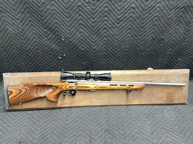 Used Savage MKII 22lr 21" Stainless HB w/Leupold 2-7x32 Scope & Laminate Thumbhole Stock