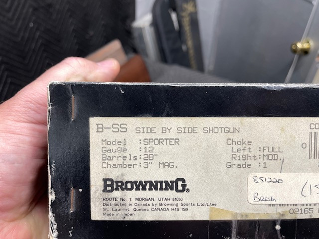 Used Browning B-SS Sporter 12 Gauge 3" 28" Grade 1 SXS w/Original Box **STEEL NOT RECOMMENDED**