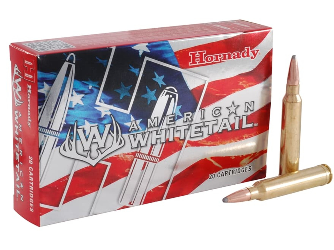 Opening day of deer season comes only once a year. Make sure you're ready when the big one steps out and load-up with Hornady® American Whitetail® ammunition.

Loaded with our legendary Hornady® InterLock® bullets in weights that have been deer hunting favorites for decades, American Whitetail® ammunition combines generations of ballistics know-how with modern components and the technology you need to take the buck of a lifetime!



INTERLOCK® BULLETS
InterLock® bullets feature exposed lead tips for controlled expansion and hard-hitting terminal performance. Bullets used in American Whitetail® ammunition feature our pioneering secant ogive design and exclusive InterLock® ring — a raised ring inside the jacket that is embedded in the bullet's core that keeps the core and jacket locked together during expansion to retain mass and energy.

POWDERS
Loaded to conventional velocities, powder is matched to each load for optimum pressure and consistency, ensuring each load is compatible with semi-autos as well.

CASE AND PRIMER
Like all Hornady® ammunition, our American Whitetail® rounds use the highest quality cases and primers available. Consistent components translate to consistent shooting in the field.

TEST BARREL (24")
MUZZLE
100 YARDS
200 YARDS
300 YARDS
400 YARDS
500 YARDS
 
VELOCITY
(FPS)
ENERGY
(FT/LB)
TRAJECTORY
(INCHES)
3275
3572
-1.5
2979
2955
1.2
2702
2432
0
2442
1986
-6
2197
1607
-17.8
1965
1286
-36.9