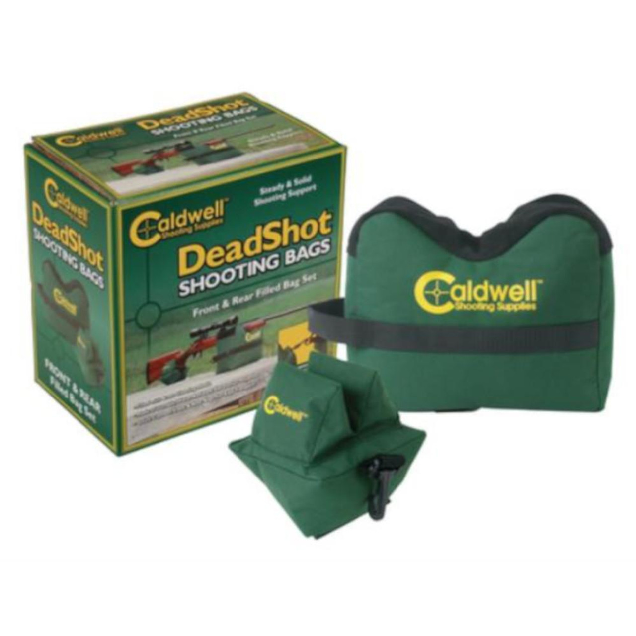 Whether you have minutes or seconds to set up for your next shot, the DeadShot Shooting Bags are the answer. These inexpensive and functional bags continue to set the industry standard for quality and functional shooting bags.

Type of Bag: Front and Rear Bag
Prefilled-Empty: Prefilled
Material: 600D Polyester