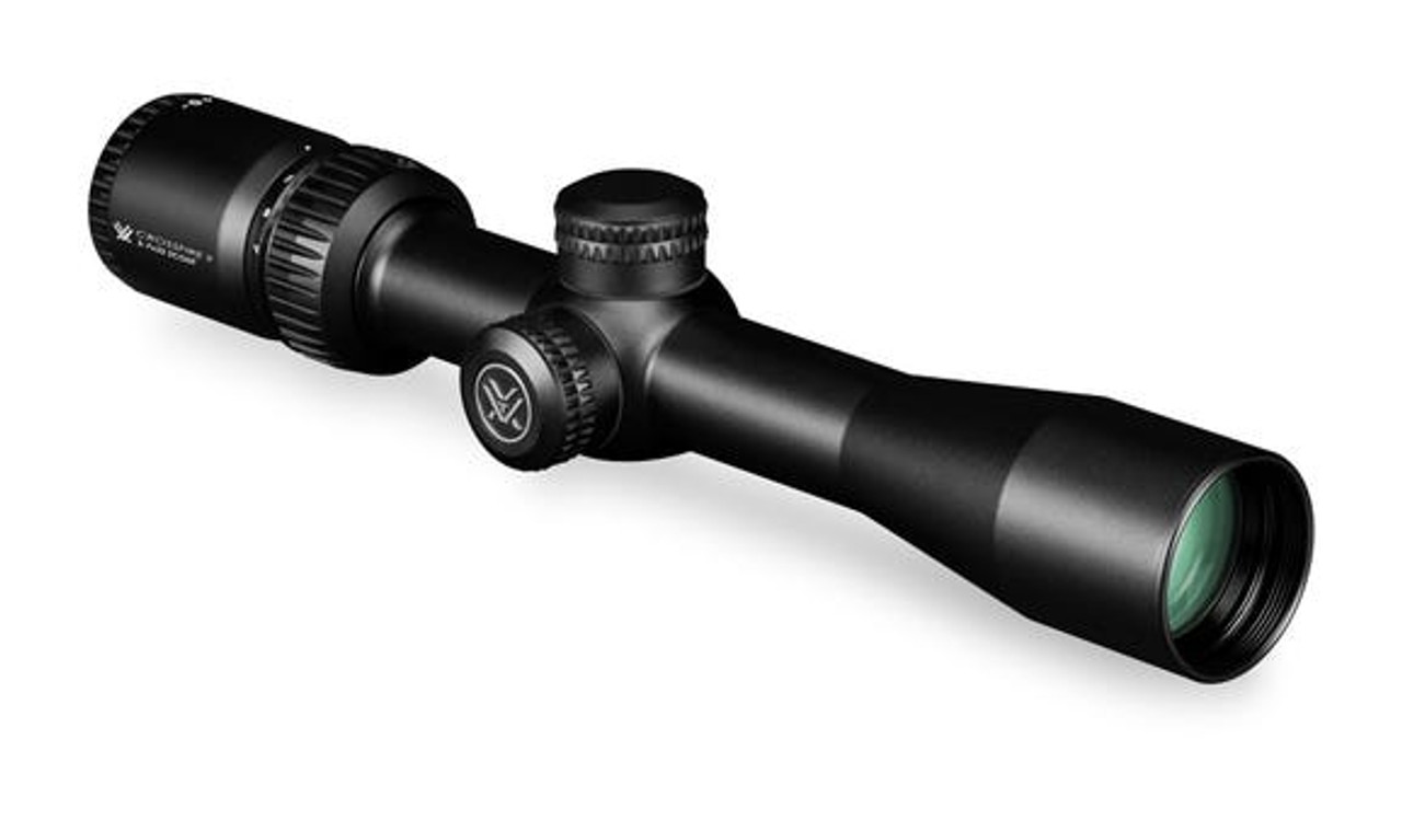 Versatile, practical, utilitarian, and just plain cool—Scout rifles hold a special place in many hunters and shooters hearts. So we created a scope specifically designed to optimize the performance characteristics of the platform. With an incredibly generous 9.45” eye relief to accommodate forward mounting, and a 2-7 zoom range, the Vortex Scout Scope is the perfect optic for any job you and your scout rifle want to throw at it.

Crossfire II 2-7x32 Scout Scope Dimensions (in inches)
Product Dimensions Image
Lengths
L1	L2	L3	L4	L5	L6
11.52	1.86	1.54	4.63	3.10	2.90
Heights
H1	H2
1.53	1.61
Magnification 2-7x
Objective Lens Diameter 32 mm
Eye Relief 9.45 inches
Field of View 18.3-5.2 ft/100 yds
Tube Size 1 inch
Turret Style Capped
Adjustment Graduation 1/4 MOA
Travel Per Rotation 15 MOA
Max Elevation Adjustment 60 MOA
Max Windage Adjustment 60 MOA
Parallax Setting 100 yards
Length 11.52 inches
Weight 12 oz