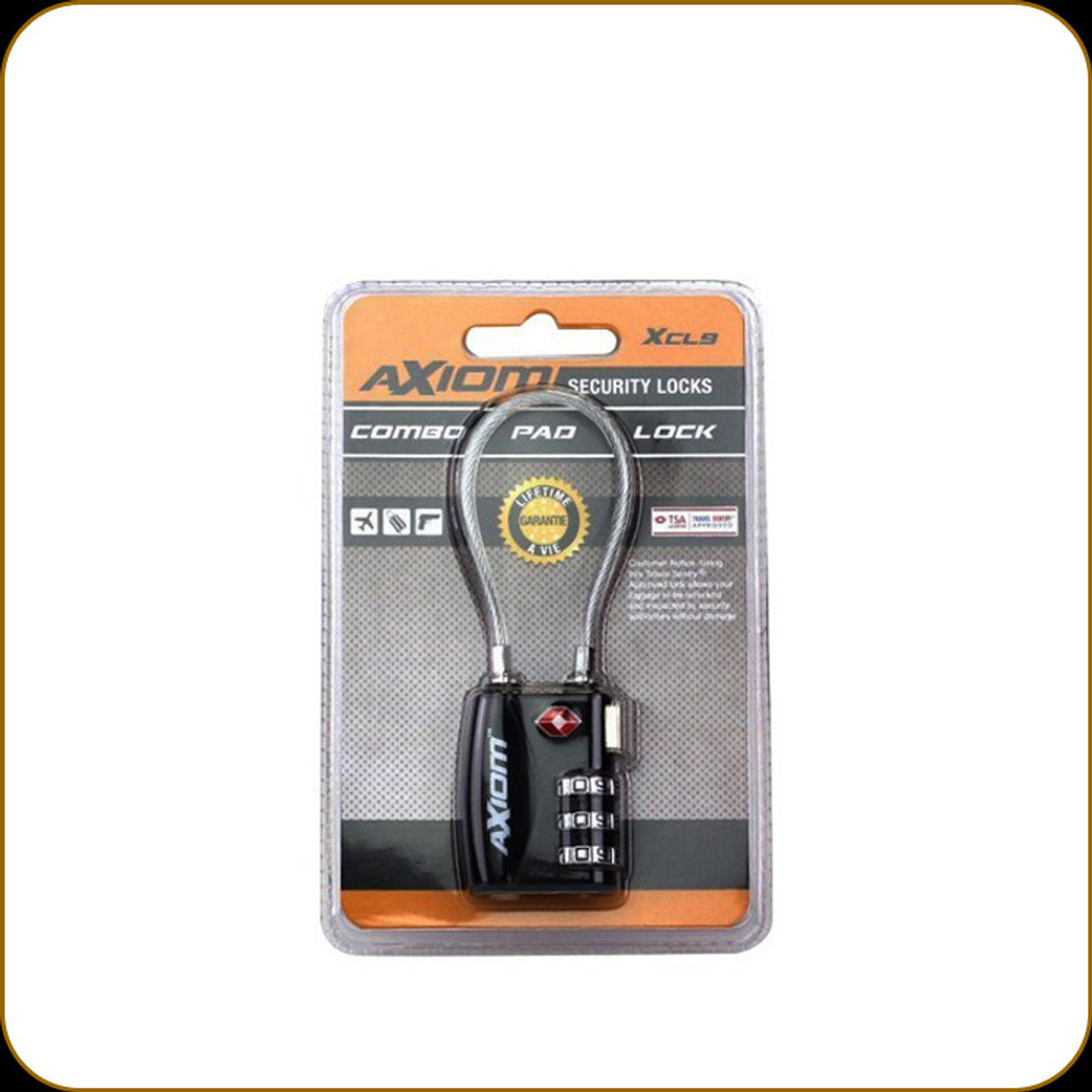 Product Description
The Axiom Combination pad lock is easy to set and reset the combination. It features a flexible cable shackle for added security. It’s coated shackle is there to protect gun cases and luggage. This is a perfect way to lock your firearms up for range trips.

