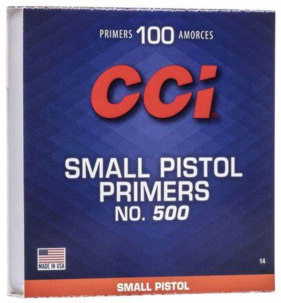 CCI #500 Small Pistol Primers - 100 Count - The CCI #500 Primers are the great choice for bench loaders due to CCI's exceptional testing and improvement programs. The CCI Small Pistol Primers are available for both single stage and progress strip type applications. CCI primers use innovative non-corrosive and non-mercuric chemical formula keep you safe while in contact with the primers. 