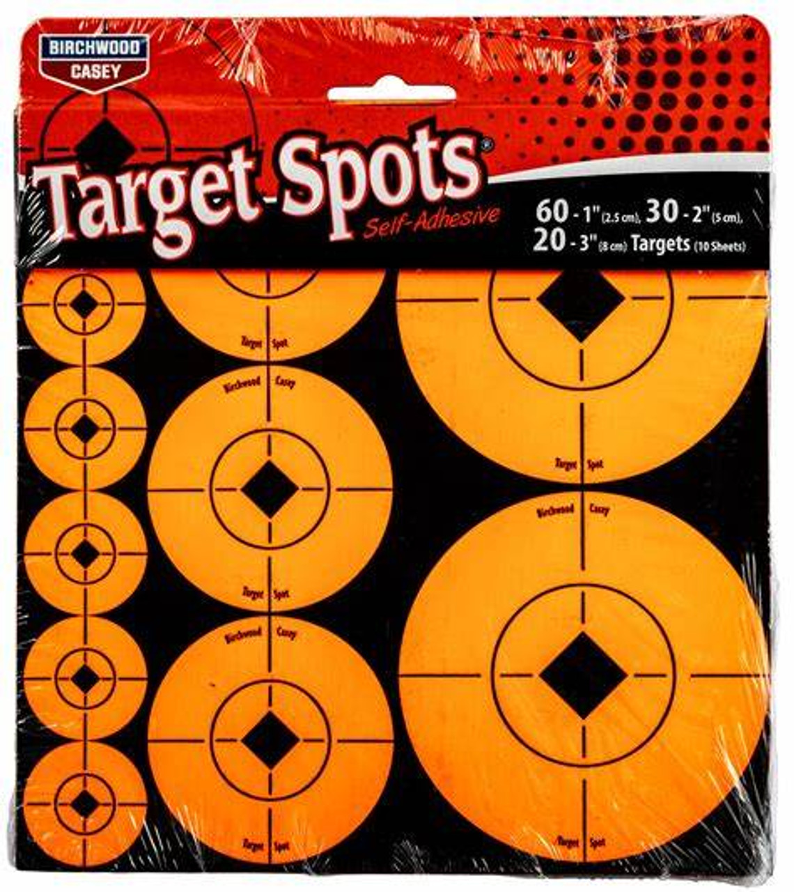 Features high contrast, fluorescent red color lets you see a sharper sight picture and bullet holes more clearly for better scores and smaller groups. Use with rifle, shotgun, and handguns and even archery. Find the Target Spots you need, whether the size you need is 1",1.5",3" or 6", or for the avid shooter who need more than one size, choose the Value Pack assortment, which includes the three most popular sizes a 110 targets total.