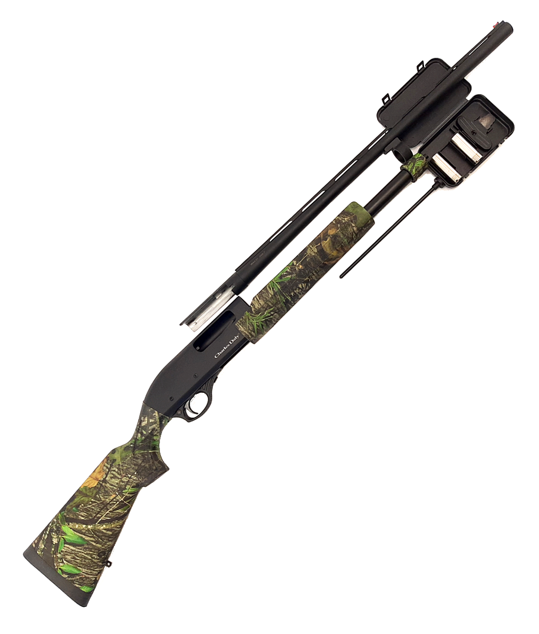 Charles Daly 301 20 Gauge Mossy Oak & Black Field Pump Action Shotgun 930.225
Feature & Specifications
SKU:	930.225
UPC:	8053800941334
Type of Gun:	Shotgun
Caliber:	20GA-3″
Action:	Pump-Action
Barrel Length:	22″ (559 mm)
Chokes:	Beretta/Benelli® Mobil Choke Thread MC-3 (IC,M,F)
Capacity:	4+1
Feed In:	Magazine Tube
Trigger System:	Single
Stock:	Checkered Synthetic
Forend:	Checkered Synthetic
Front Sight:	Fixed Fiber Optic
Safety:	Manual
Weight:	6 lbs
Length:	42.25″
Material:	Aluminum, Steel Barrel
Finish:	Mossy Oak Obsession®
Extraction:	Automatic