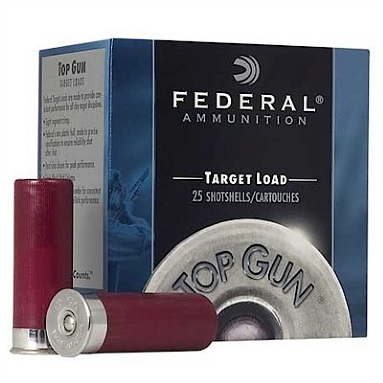 Federal Target Loads are made to provide consistent performance for all clay target disciplines.

Eight segment crimp
Federal’s own plastic hull, made to precise specifications to ensure reliability shot after shot
Hard shot chosen for peak performance
Triple Plus Wad Column
Selected clean-burning powder for consistent velocity and optimum ballistic performance
Plated Head
Exclusive hot primer