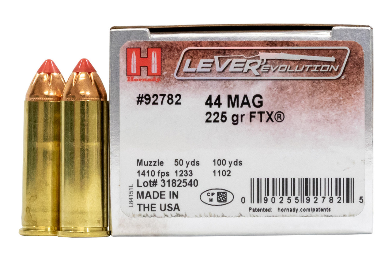 LEVERevolution® represents a breakthrough in ammo design for lever action rifles and revolvers. The key to its innovation and performance is the patented elastomer Flex Tip® technology of the FTX® and MonoFlex® bullets. Safe to use in tubular magazines, these bullets feature higher ballistic coefficients and deliver dramatically flatter trajectory for increased down range performance.

Cut Away
Product Features
FLEX TIP® TECHNOLOGY
The patented Flex Tip® technology of the FTX® and MonoFlex® bullets provide higher ballistic coefficients and velocity increases of up to 250 fps over traditional flat point loads while still providing shock-absorbing safety in tubular magazines.

MODERN PROPELLANTS
New propellants provide maximum muzzle velocity at conventional pressures, resulting in flatter trajectories and more downrange energy. Exceptional accuracy and overwhelming downrange terminal performance.

OVERWHELMING PERFORMANCE
LEVERevolution® ammunition outperforms conventional loads for high weight retention, delivering up to 40% more energy than traditional flat point bullets. The higher ballistic coefficients of the FTX® and MonoFlex® bullets produce consistently flatter trajectories than conventional bullets and provide overwhelming downrange terminal performance.

V BARREL (7.5")
MUZZLE
50 YARDS
100 YARDS
 
VELOCITY
(FPS)
ENERGY
(FT/LB)
1410
993
1234
761
1104
609