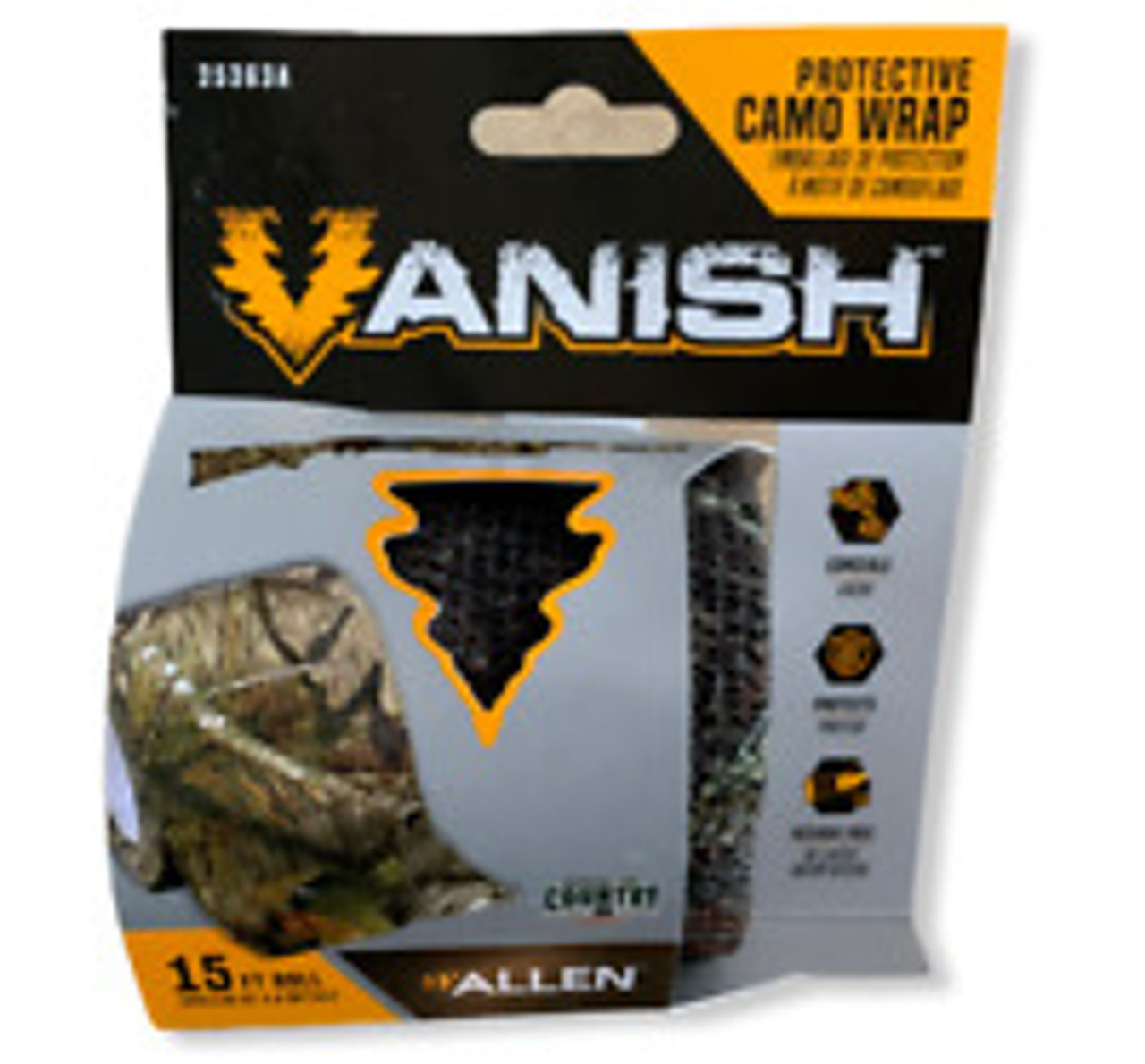 Vanish™ protective camo wrap is the ultimate method to conceal and protect your outdoor gear without damage. It is easy to use, residue free, installs easily, is removable and helps improve grip on smooth surfaces. The protective camo wrap is available in a variety of patterns suited for your concealment needs such as Mossy Oak® Break-Up Country™, Obsession™ and Realtree® Max-5™.

Product Features
PROTECTIVE CAMO WRAP: Can be used to conceal & protect your outdoor gear from damage
HIGHLY RESISTANT: Made of a polyester/spandex blend to provide optimum resistance
INSULATION: Improves grip while insulating from hot/cold
WASHABLE & REUSABLE: Can be washed & reused for multiple uses
FULL COVERAGE: One roll of fabric provides enough material to cover a shotgun, rifle, bow, or crossbow
Realtree Edge® Camo: Designed with Realtree Edge® camo to blend in with your natural surroundings