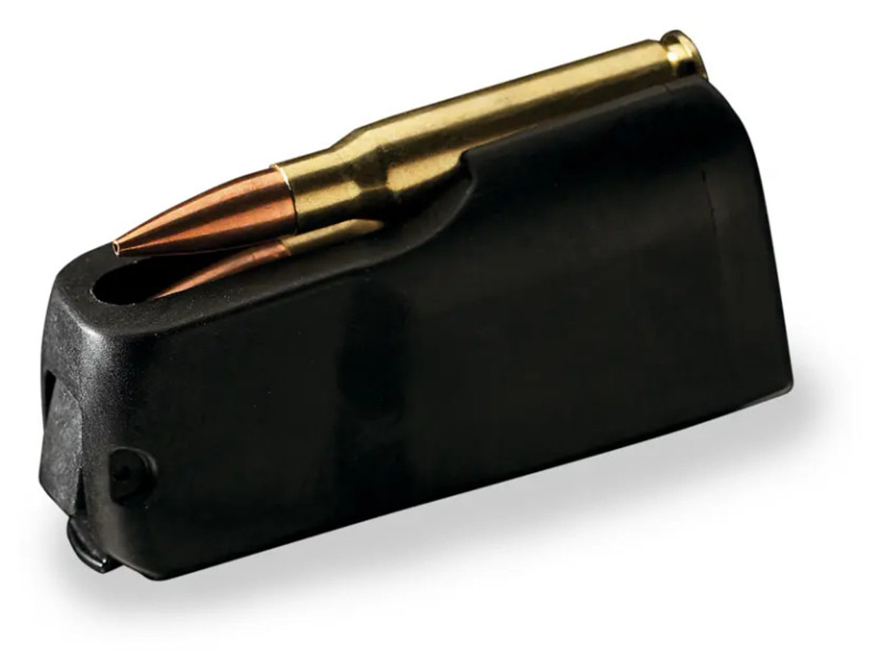 There is nothing cheap about the look and feel of the X-Bolt rotary magazine. It's designed to be reliable and endure the punishment that will break lookalikes from competitors. Keep an extra magazine (or two) in your pocket to facilitate a quick reload when it counts.

FEATURES
Detachable rotary magazine constructed from a durable lightweight polymer
Feeds cartridges directly in line with the bolt, instead of offset as with traditional leaf-spring magazines for a straight path right into the chamber
Ergonomic magazine-mounted release
Magnum caliber holds three cartridges
Unique design holds U.S. patent numbers: 8,156,675; 8,484,875 and 8,745,912

