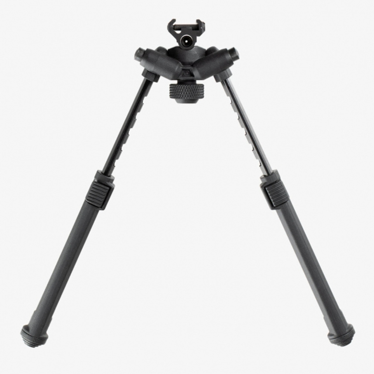 The Magpul Bipod for 1913 Picatinny Rail offers serious strength and versatility at a price that provides unmatched value. Our lightweight Mil-Spec hard anodized 6061 T-6 aluminum and injection-molded polymer bipod brings innovation in ergonomics, functionality, strength and value together. Its low-profile design conceals its internal mechanisms and hardware, smoothly brushing off snags and bumps. Optimized for rapid one-handed adjustments, the bipod quickly and quietly transitions between user configurations.

In the shooting position, it is easily loaded with stabilizing forward tension without fear of failure or warping. Its aluminum and stainless steel components, along with its injection-molded reinforced polymer, ensure years of dependable performance and reliability, all while shaving weight. It's extremely light weight, at just over 11 oz.

Leg extensions slide and lock securely with the push of a button on any of the seven half-inch spaced locking detents. The legs extend 3.5 inches, from 6.8” to 10.3”. An industry-exclusive 50° of total tilt and 40° of total pan are controlled by a glove-friendly knurled tool-less bipod locking knob located between the extended legs. It also has the exclusive ability to lock pan at 0° while maintaining full tilt functionality. Folded, the streamlined housing and legs fit neatly under the barrel and are just under 2.3” deep and 3.3” wide. Anodized surfaces and tight, precision tolerances mitigate squeaks and rattles.

A soft rubber bipod locking knob cap is attached to the locking knob gives users a steady, non-marring forward rest while the bipod is folded. Additionally, its staggered soft rubber feet hold fast on a variety of shooting surfaces and are easily removed with a roll pin punch. Should users choose to change feet, the Magpul Bipod’s legs accept most Atlas pattern bipod replaceable feet, except for the Atlas 5-H style.

Made in the U.S.A.