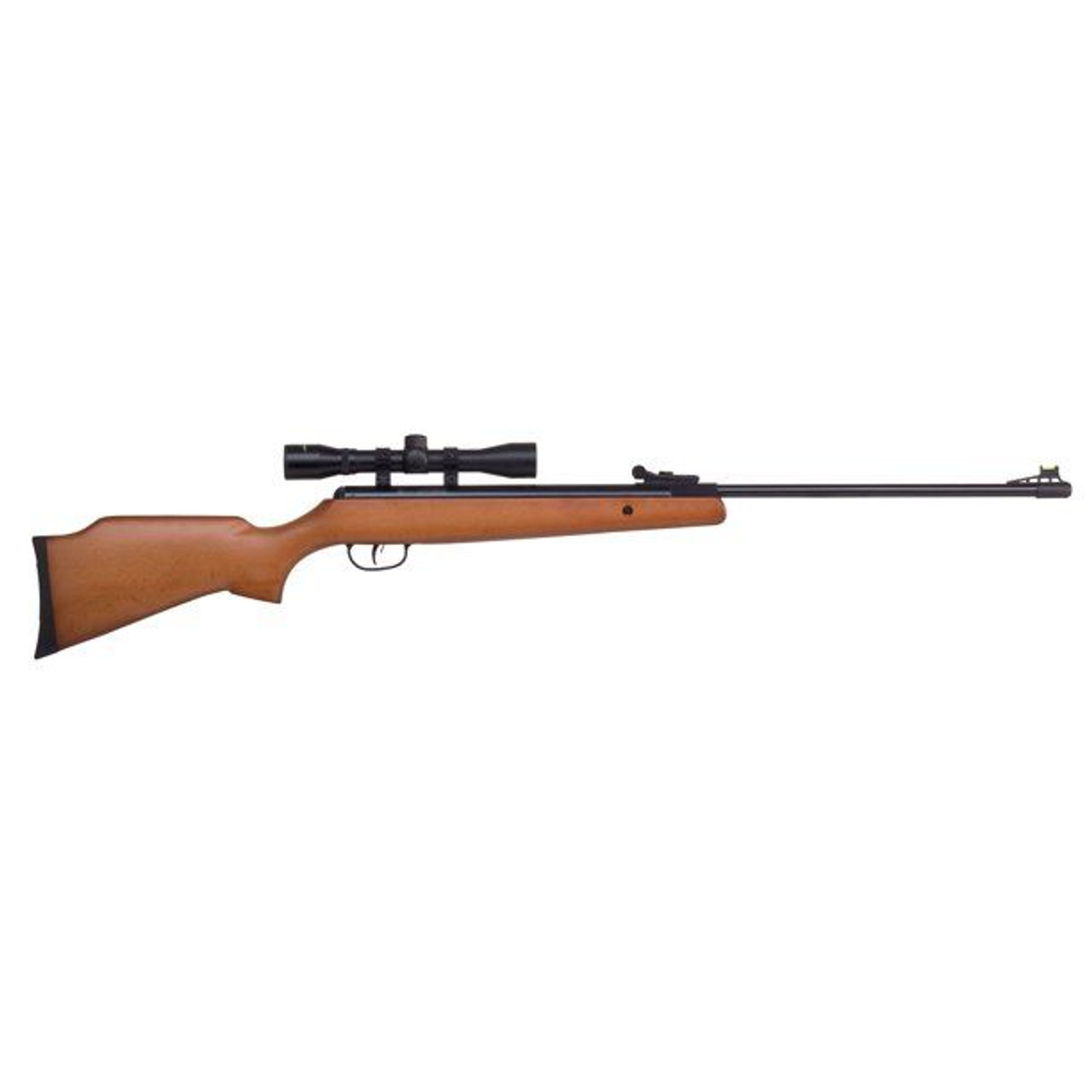 Features
Crosman Optimus Air Rifle features a .177 calibre spring piston break barrel

Shoots up to 495' per second

Fine quality hardwood, ambidextrous stock with raised cheek piece

Includes fully adjustable 4 x 32 scope

Safety and proper airgun handling are the responsibility of every shooter