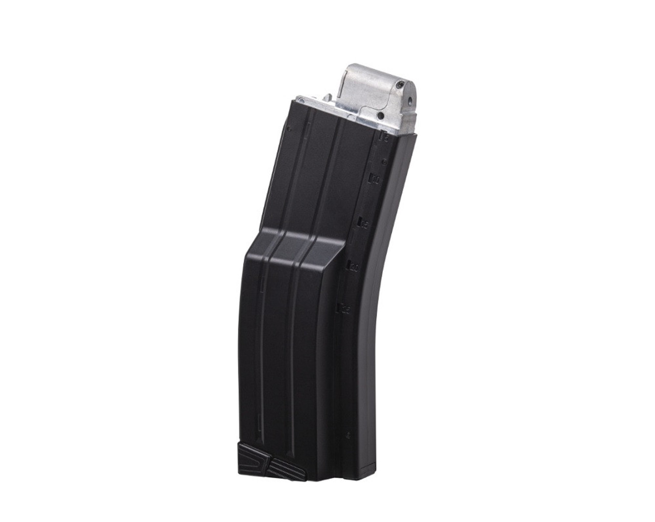 The Crosman QR-Mag will significantly cut down the time you spend reloading magazines! This quick reload (QR) magazine has a 300 rd reservoir with a built in speed loader that quickly refills the 25 spring fed rounds as soon as you run out! It is compatible with all DPMS SBR's, the Bushmaster MPW, and R1 Full Auto.

Crosman QR-Mag Features:
Spring fed magazine capacity 25 BB's
Reservoir capacity 300 BB's
Built-in speed loader reloads in seconds
Holds two CO2 cartridges
Compatible with DPMS models, Bushmaster MPW, and R1
Specs
ManufacturerCrosman
Condition New
Accessories Type MAGAZINES, CLIPS & RELOADERS
Warranty 1-year limited warranty
Weight 0.75
Caliber .177