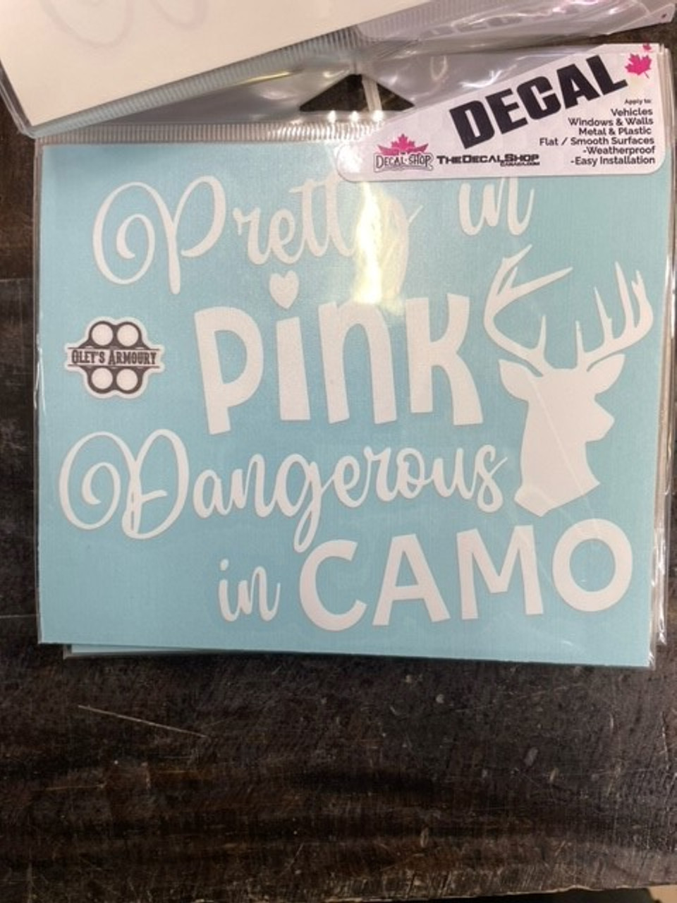 Pretty In Pink Dangerous In Camo - 5" x 6" White