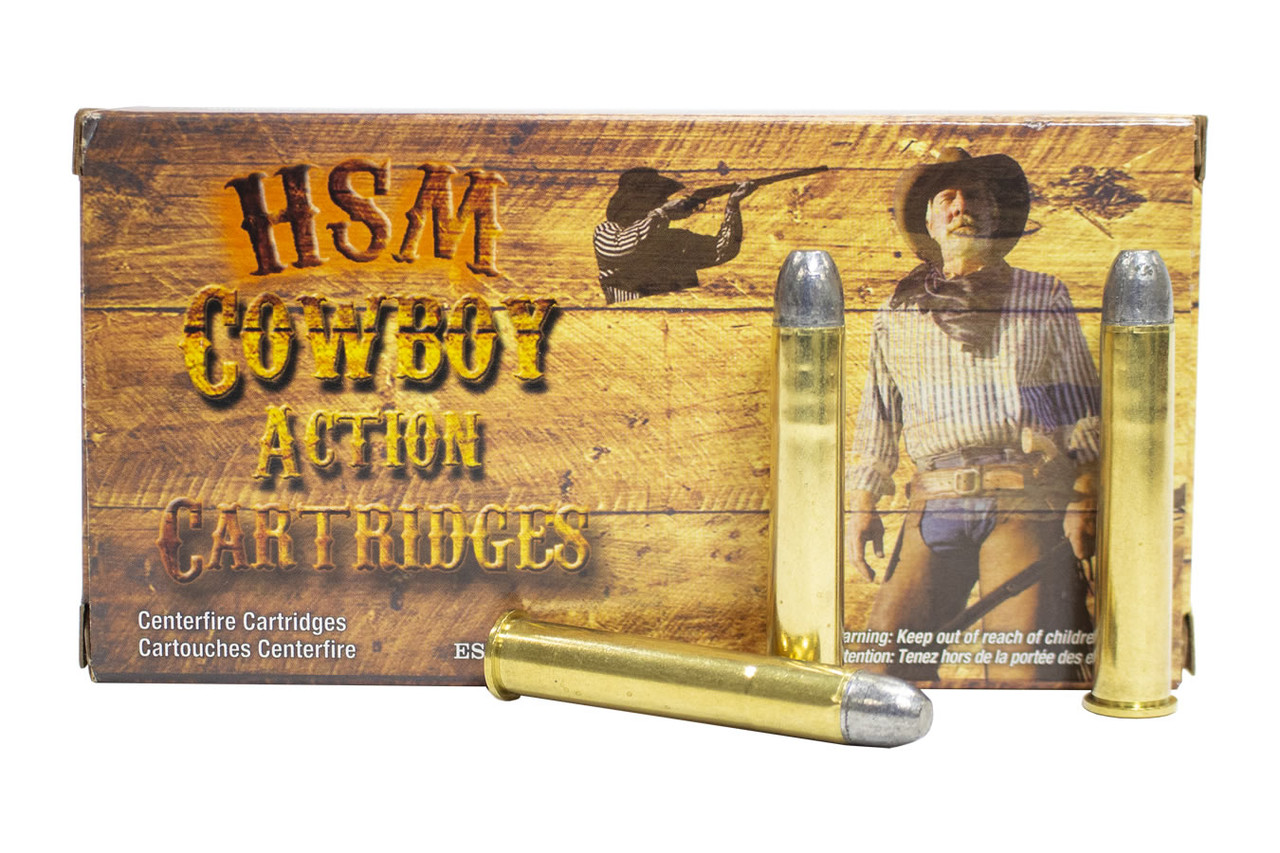 Product Description
Maybe you’re involved with formal, sanctioning organizations for Cowboy Action shooting. Maybe you just like to go out on a weekend and shoot the “Guns that Won the West” or that your favorite TV and movie cowboy heroes toted. Either way, HSM has you covered. More calibers. More selection. Both pistol and rifle. Each round crafted with cowboy integrity and grit. A perseverance-for-perfection cowboy spirit. Perfect for your personal cowboy pistols and rifles. And, HSM is always affordable.

Ammo Specifications
Caliber: 38-55 Winchester
Bullet Weight: 240 gr
Bullet Type: Round Nose Flat Point
Muzzle Velocity: 1500 fps
Muzzle Energy: 1199 ft-lbs
Quantity: 20 Rounds per box