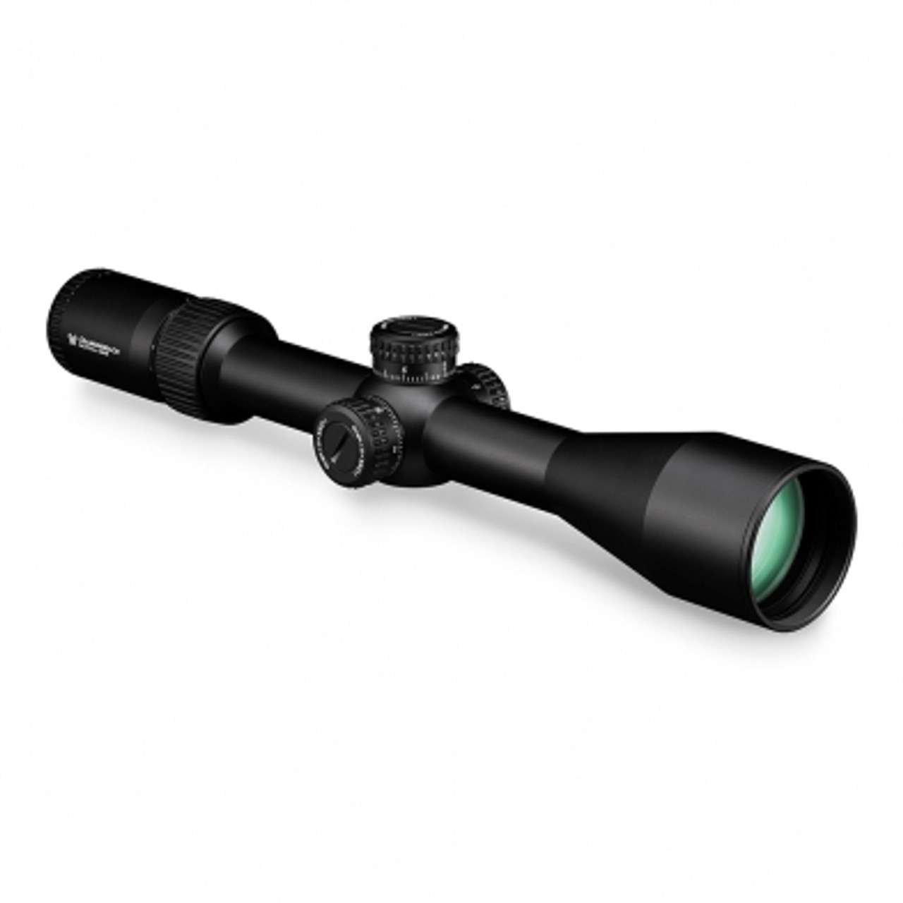 DIAMONDBACK TACTICAL 6–24X50 FFP RIFLESCOPE EBR-2C MRAD
VT-DBK-10029
Vortex presents affordable first focal plane (FFP) riflescopes. The first focal plane reticle, a feature ordinarily reserved for 4-figure-priced optics, allows shooters to use the information-packed EBR-2C reticles for ranging, holdovers or windage corrections on any magnification. Housed inside its durable, one-piece aluminum tube is a 4x optical system delivering excellent edge-to-edge clarity and sharp resolution. Exposed elevation and windage turrets are low profile enough to stay out of the way in packing situations, but offer the quickness, ease and precision of dialing accurate shots at distance. A side adjustable parallax gives shooters peace of mind by removing parallax error from the equation from 10 yards to infinity.

Dual use for hunting and tactical shooting.

SKU	VT-DBK-10029
Magnification	6 – 24
Objective Lens Diameter	50 mm
Eye Relief	3.9 inches
Field of View	18.0 – 4.5 feet/100 yards
Tube Size	30 mm
Turret Style	Exposed Tactical
Adjustment Graduation	0.1 mrad
Travel per Rotation	6 mrad
Max Elevation Adjustment	 19 mrad
Max Windage Adjustment	19 mrad
Parallax Setting	10 yards to infinity
Length	14.28 inches
Weight	24.6 ounces
Riflescope Manual (.pdf)	Download PDF
Reticle Manual (.pdf)	Download PDF
Included in the Box
Lens covers
Lens cloth
Sunshade

 
VIP Unconditional Lifetime Warranty
Diamondback Dimensions
Lengths
L1	L2	L3	L4	L5	L6
14.28	2.30	2.70	6.56	3.98	3.77
Heights
H1	H2
2.25	1.73
Dimensions measured in inches.

OPTICAL FEATURES
XD™ Lens Elements	Extra-low dispersion (XD) glass increases resolution and color fidelity, resulting in crisp, sharp images.
Fully Multi-Coated Lenses	Anti-reflective coatings on all air-to-glass surfaces provide increased light transmission for greater clarity and low light performance
First Focal Plane	Scale of reticle remains in proportion to the zoomed image. Constant subtensions allow accurate holdover and ranging at all magnifications.
CONSTRUCTION FEATURES
Tube Size	30 mm diameter provides maximed internal adjustment and strength.
Nitrogen Gas Purged	Gas purged and o-ring sealed for fogproof and waterproof performance in all conditions.
Aircraft-Grade Aluminum	Constructed from a solid block of aircraft-grade aluminum for strength and rigidity.
Waterproof	O-ring seals prevent moisture, dust and debris from penetrating the riflescope for reliable performance in all environments.
Fogproof	Nitrogen gas purging prevents internal fogging over a wide range of temperatures.
Shockproof	Rugged construction withstands recoil and impact.
Hard Anodized Finish	Highly durable low-glare matte finish helps camouflage the shooter's position.
Precision-Glide Erector System	Uses premium components in the zoom lens mechanism to ensure smooth magnification changes under the harshest conditions.
Exposed Tactical Turrets	The Diamondback Tactical scopes feature tactical windage and elevation turrets with Zero Reset making adjustments back to zero easy and quick.
INTERNAL MECHANISM DESIGN FEATURES
Precision-Glide Erector System	Uses premium components in the zoom lens mechanism to ensure smooth magnification changes under the harshest conditions.
Precision-Force Spring System	Uses premium components in the erector-spring system to ensure maximum repeatability and ease of adjustment
CONVENIENCE FEATURES
Fast Focus Eyepiece	Allows quick and easy reticle focusing.
Magnification Rib	The raised rib on the magnification ring facilitates fast magnification changes in the heat of action.