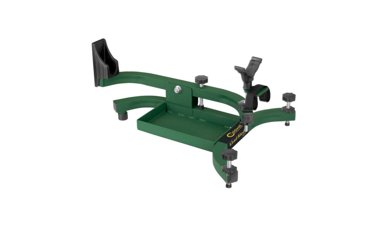 The Lead Sled® Solo is the perfect shooting rest for sighting in any rifle or shotgun. Its unique offset frame is designed to accommodate all rifles including those with detachable magazines like the popular AR-15 platform. The heavy-duty steel construction provides a stable and solid shooting platform. A smooth pivoting elevation system is controlled with a single knob making adjusting onto target fast and precise. The front support is height adjustable and has a durable rubberized coating made to not scratch or mar your firearm. The Lead Sled® Solo has an integrated weight tray that holds a single 25-pound bag of lead shot. The combination of the weight and a heavy-duty spring between the frame and the base greatly reduces recoil from even the heaviest hitting magnum calibers. A welded steel brace covered with a durable rubber boot secures the butt of the gun while protecting it from abrasions. A strap integrated into the front support can be used to easily secure your rifles forend onto the rest.

Features
Ultra-stable Design
Great recoil reducing performance
Durable, non-marring front and rear supports
Fast, precise pivoting elevation system
Independently adjustable rubber tipped feet for precise elevation adjustment
Fast, Precise Pivoting Elevation System, Precise Pivoting Elevation System
Gun Retention Strap Included