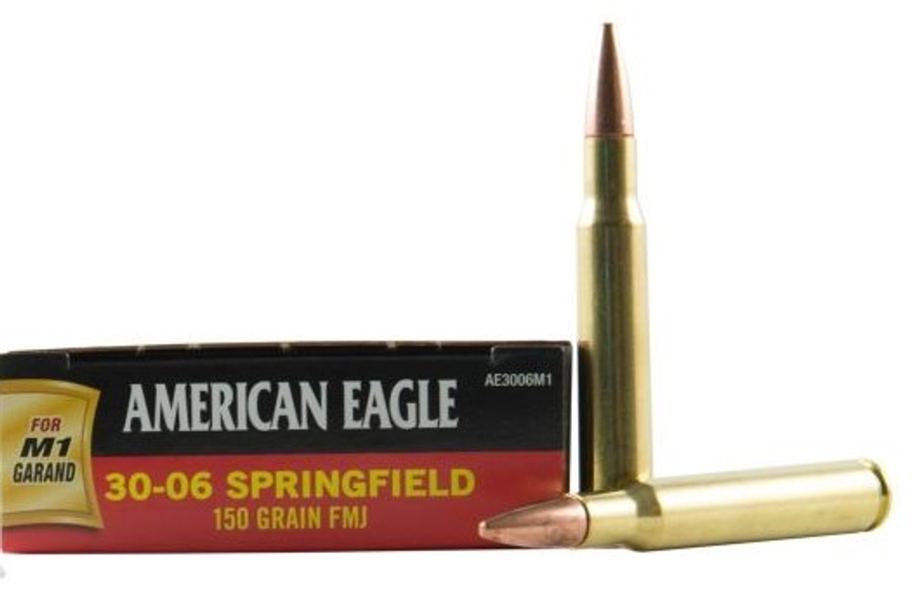 DETAILS
Federal American Eagle 30-06 M1 Garand 150gr FMJ AE3006M1
MFR# AE3006M1
UPC: 029465060411
Rounds Per Box: 20
Muzzle Energy: 2500 ft-lbs
Muzzle Velocity: 2740 fps

FEATURES

Description:
Hitting the range this weekend? Take along several boxes of your favorite American Eagle load. You'll find the American Eagle Centerfire Rifle choices very suitable for precision practice and an affordable option for the target board. You'll enjoy the accuracy you'll see with AE rifle loads.